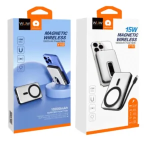 WUW Y152 10000mah Magnetic Wireless Power Bank with 15W Fast Charging and LED Display