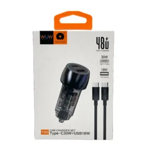 48W Dual Car Charger with Type C Cable